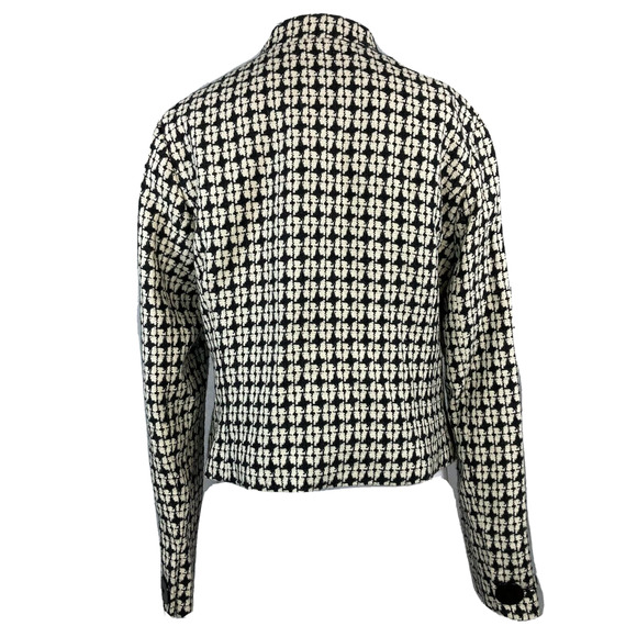 Isaac Mizrahi Jacket Womens Sz 12 Black White Tweed Wool Blazer Logo Buttons‎ - Picture 4 of 9